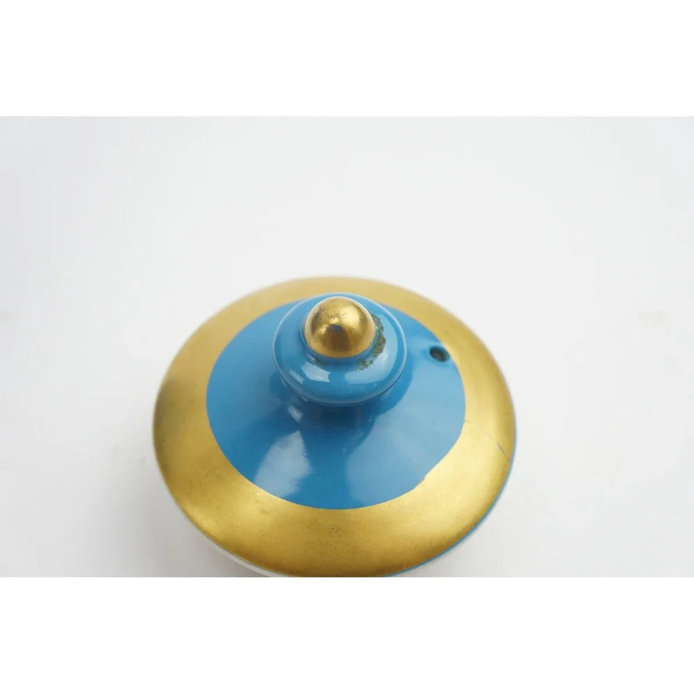 Hall Teapot Blue Gold Colonial‎ Fireplace Hearth 6 Cup Ceramic 0066 Good